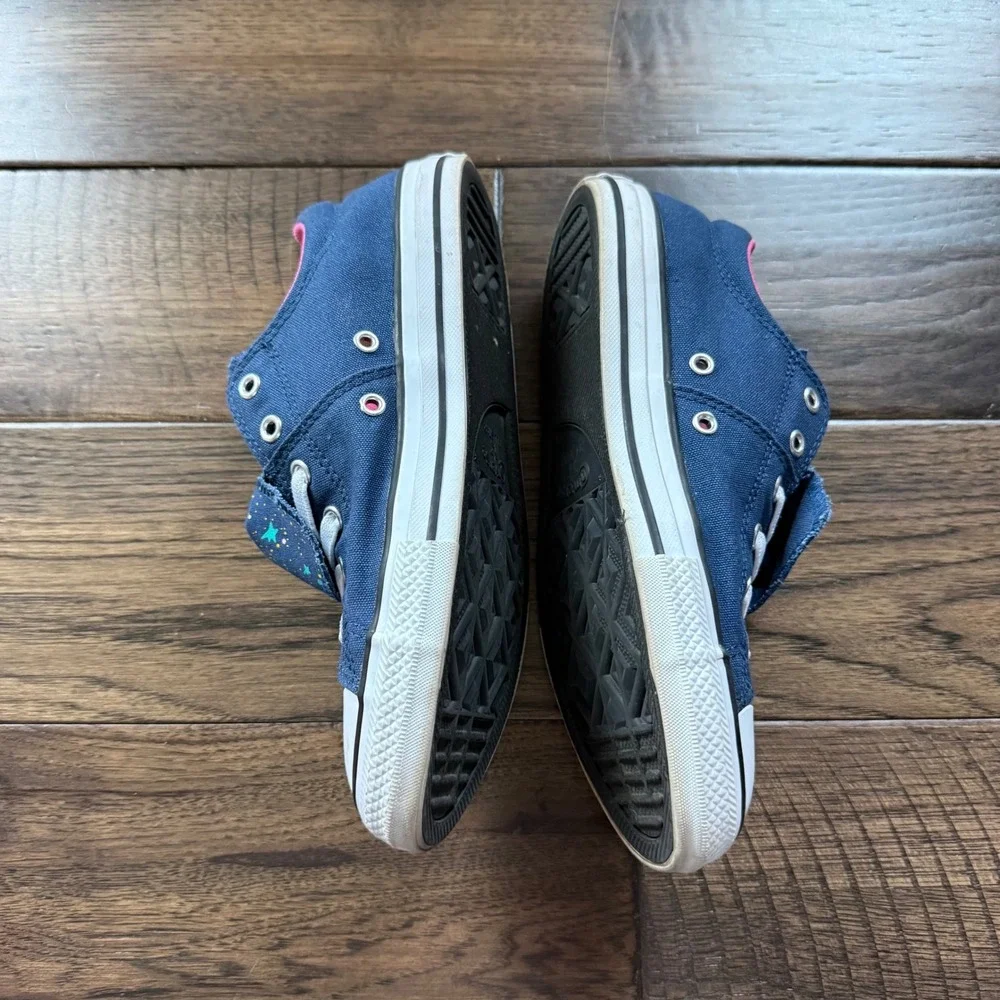 Converse All Star Girls Shoes Navy Blue Pink Star Print Lace Up Sneakers Sz 5